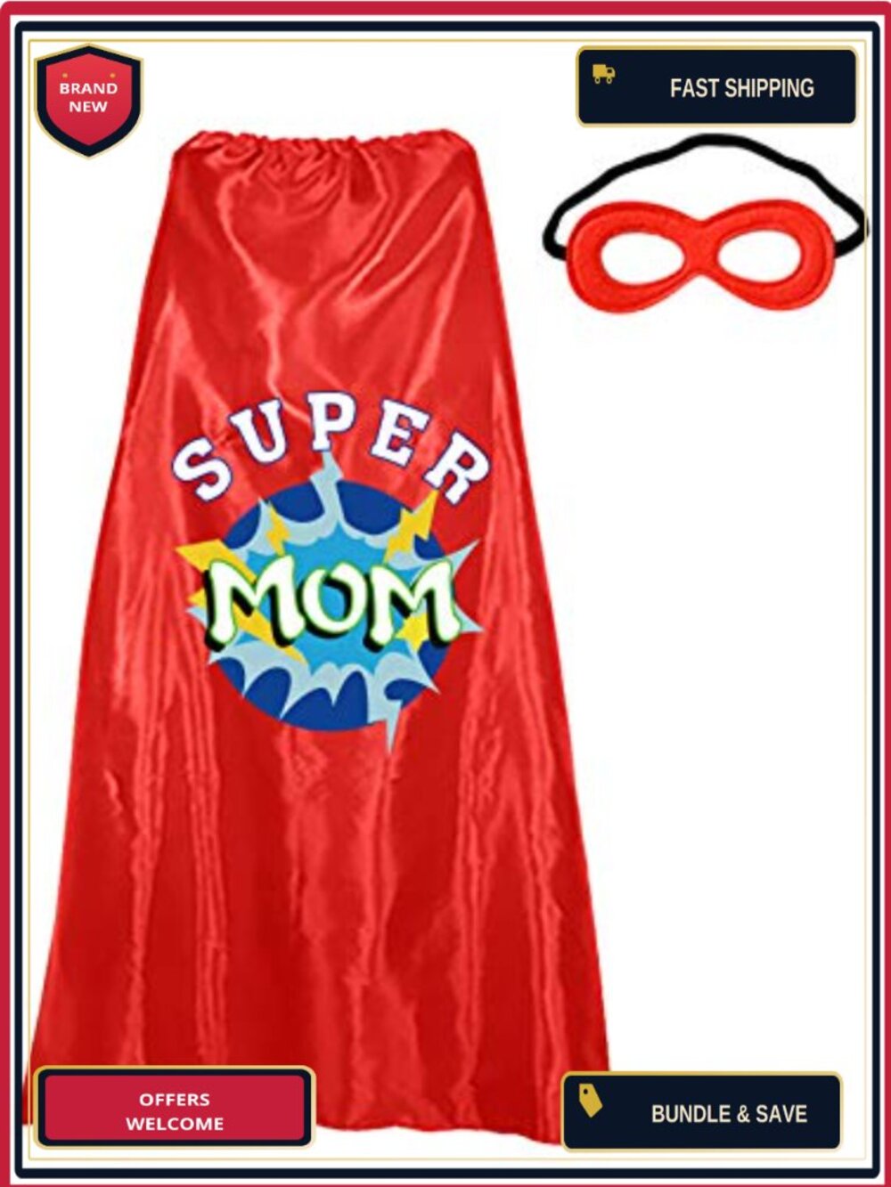 Superhero Cape and Mask Set Satin Dress Up Costume Party Accessory